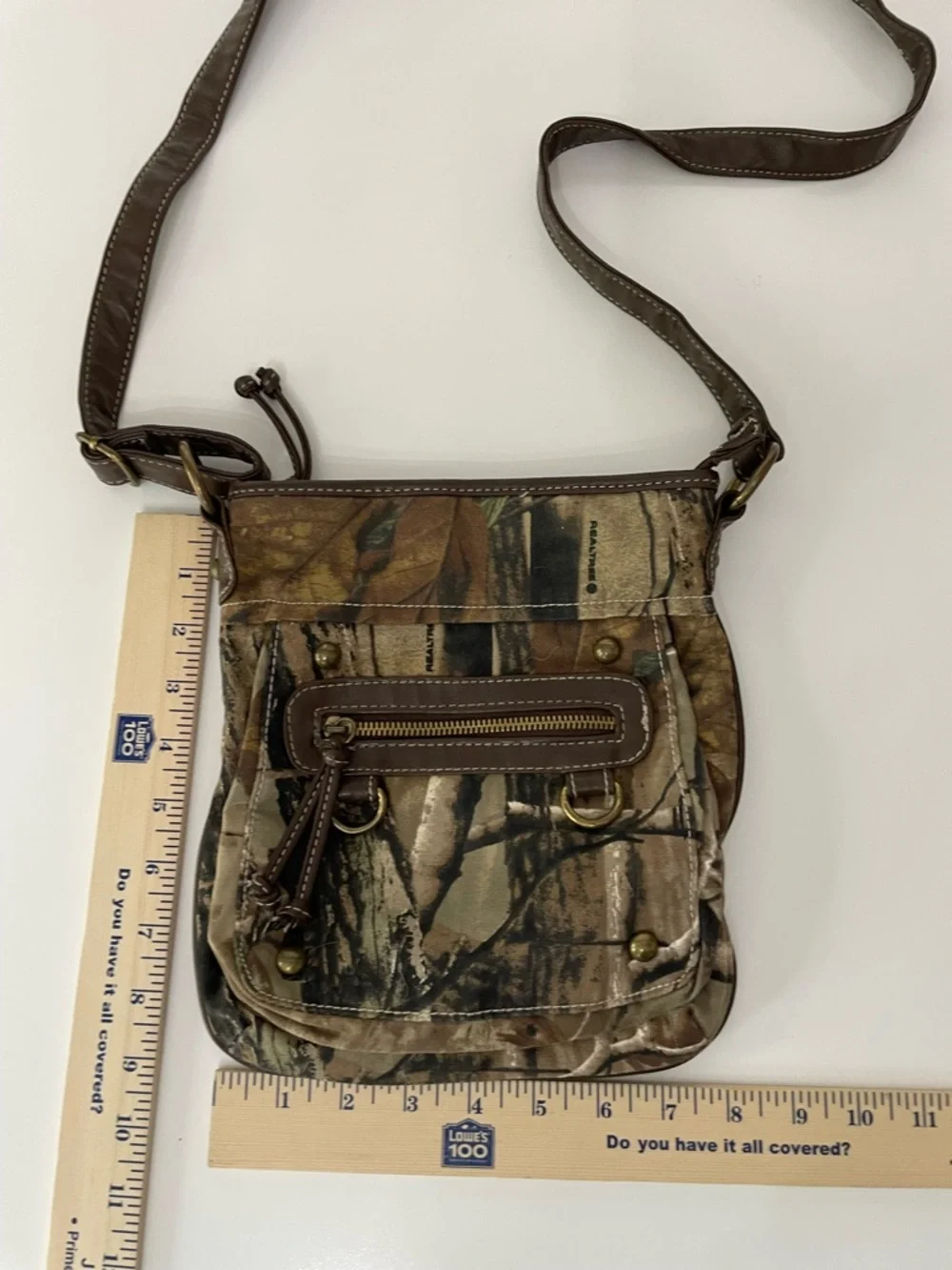RealTree Camouflage Crossbody Mailman Shoulder Bag Brown Green Indie Sleaze